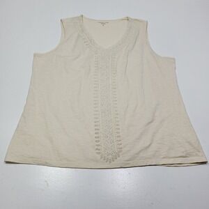 Coldwater Creek Womens Sleveless Embroidered beads Tunic Size 1X V-neck Casual